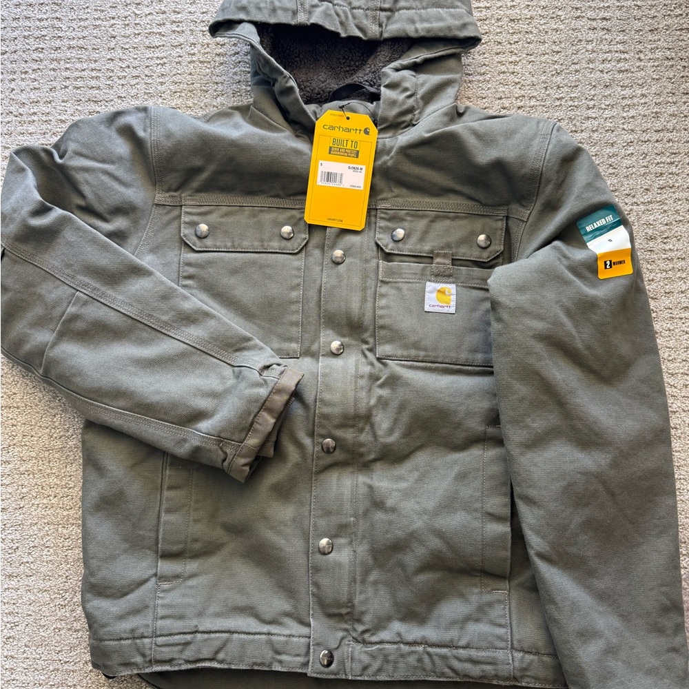 Carhartt Olive Hooded Work Jacket